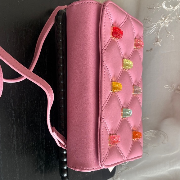 NWT Betsey Johnson Pink Quilted Bag with Multicolor Gummy Bear Accents - Picture 10 of 13